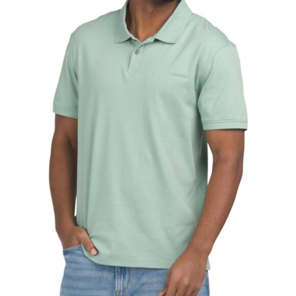 Calvin Klein Solid Liquid Touch Green Polo Shirt Men's Small NWT - Picture 1 of 3